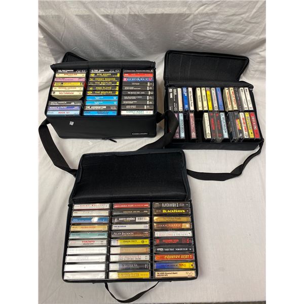 3 Cassette Bag Cases Full Of Cassettes