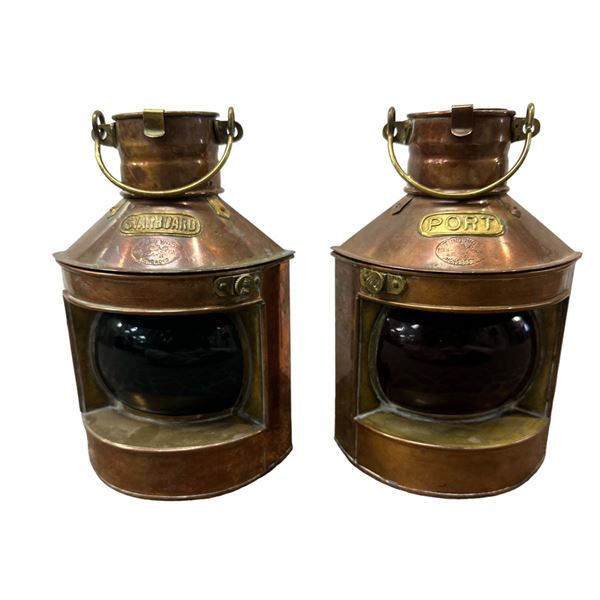 2 Vintage Ship Lamps, Starboard And Port