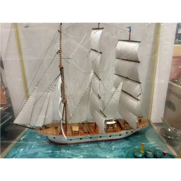Custom Made Ship Diorama In Glass Case