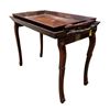 Image 1 : Vintage Rectangular Brass Inlayed Wood Tray Table