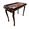 Image 2 : Vintage Rectangular Brass Inlayed Wood Tray Table