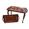 Image 3 : Vintage Rectangular Brass Inlayed Wood Tray Table