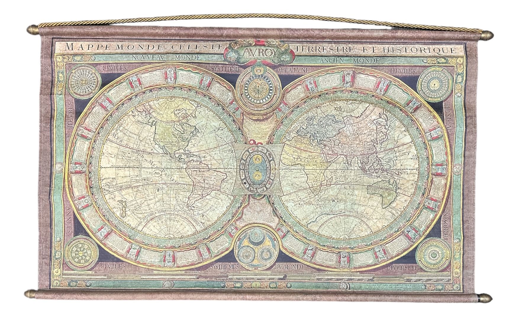 Canvas World Map Scroll Print, Made In Italy
