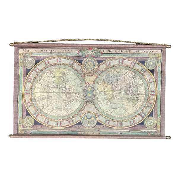 Canvas World Map Scroll Print, Made In Italy