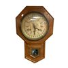 Image 1 : Vintage Wooden Calendar Wall Clock, With Pendulum And Key