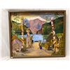 Image 1 : Framed Painting On Board Of Village With Totem Poles Signed B.Niemczyk 1954