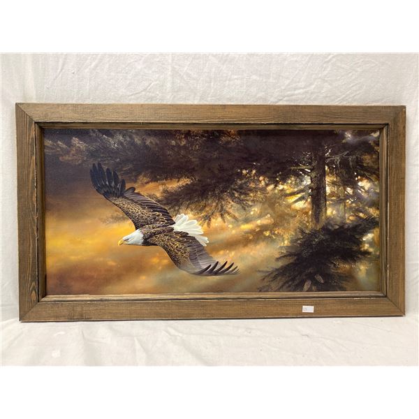 Framed Painting On Board Of Eagle In Forest Signed Geisness