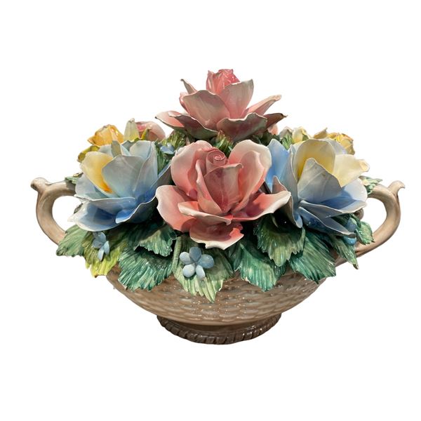 Vintage Ceramic Flower Bouquet Basket