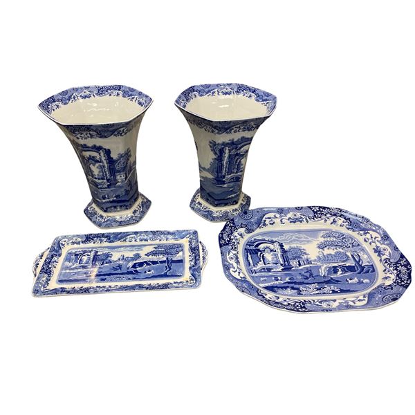 4 Pieces Of Spode, 2 Vases And 2 Platters