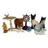 Image 1 : Assorted Collectibles, Ceramic Cats, Captain Wheels Clock, Cast Iron Bird Feeder, Etc..