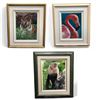 Image 1 : 3 Assorted Framed Pictures, Monkey, Tiger, And Flamingo