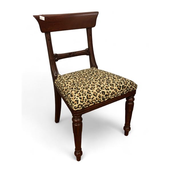 Carved Wood With Cheetah Upholstery Child's Chair