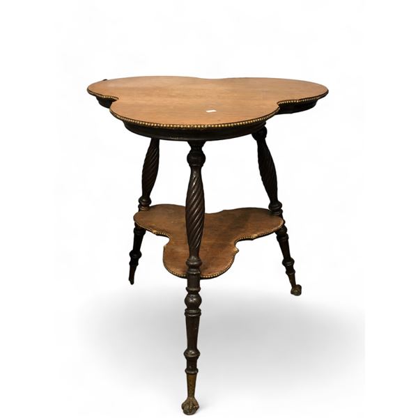 Vintage Carved Wood Parlour Table With Claw And Glass Ball Feet