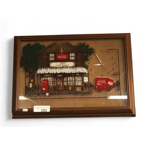 Framed Reversed Glass Painted Coca Cola General Store Clock