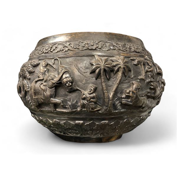 Heavily Embossed Jardiniere With India Motif