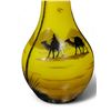 Image 2 : Early Yellow Glass Vase With Hand Painted Egyptian Scene