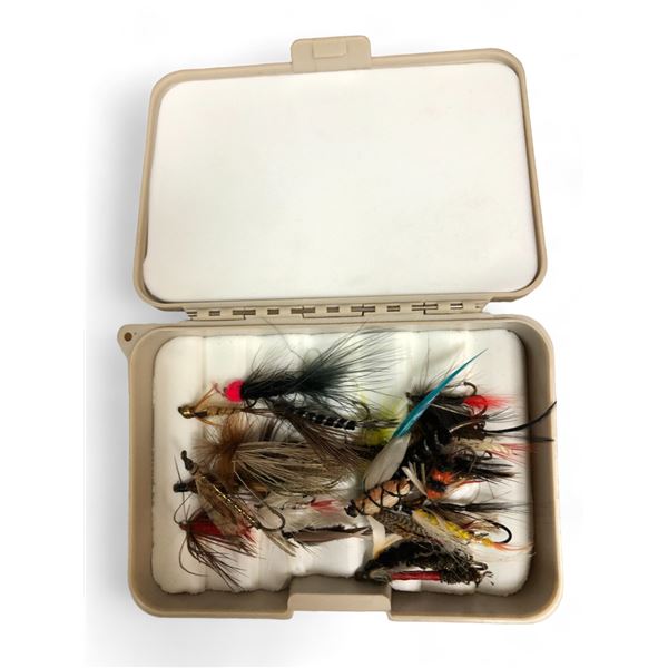 Case Full Of Vintage Hand Tied Fishing Hooks