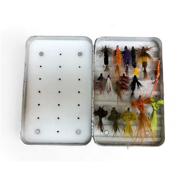 Case Full Of Vintage Hand Tied Fishing Hooks