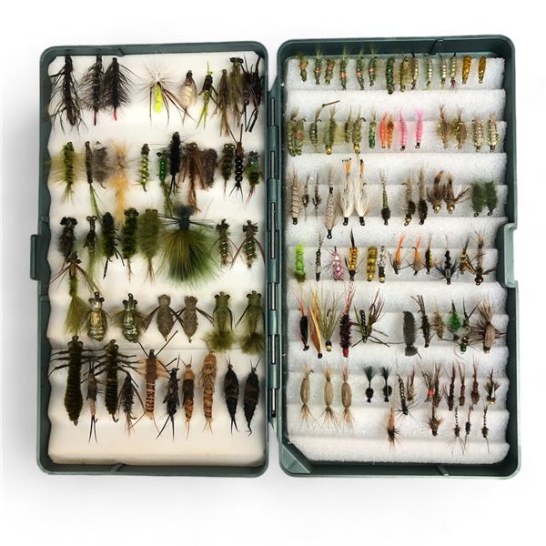 Case Full Of Vintage Hand Tied Fishing Hooks