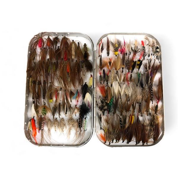 Case Full Of Vintage Hand Tied Fishing Hooks