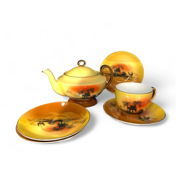 Set Of Phoenix China Made In Slovakia With Desert Scene, Teapot , Cup, Saucer, Creamer, Etc.[x=#8230