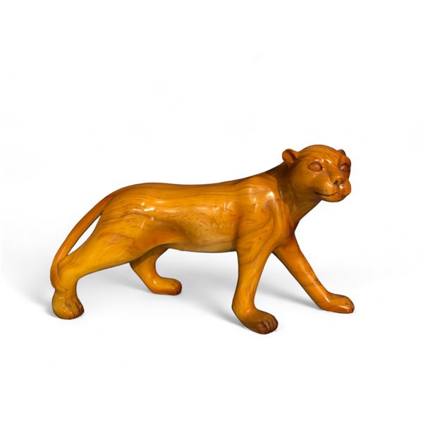 Wood Carved Polished Lioness