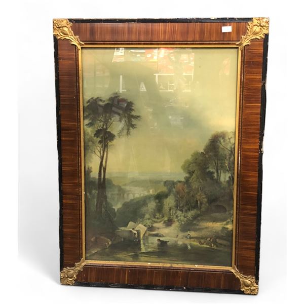 Framed Print Of Ladies With Dog In River