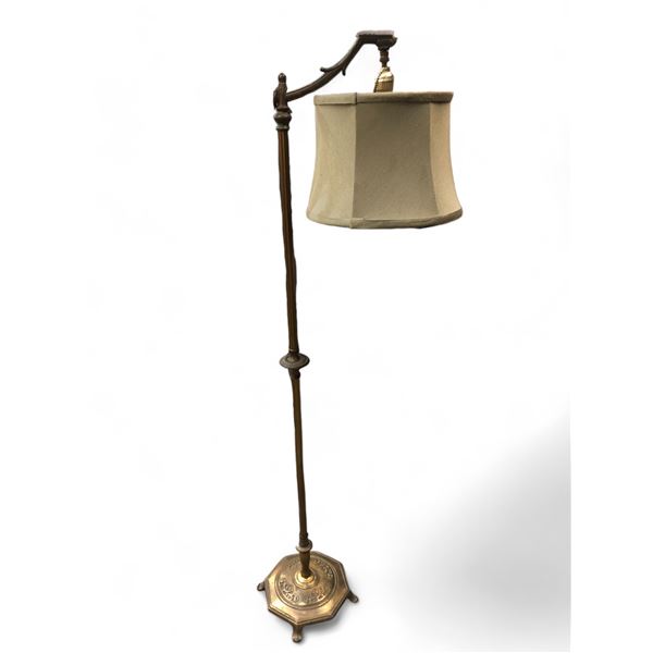 Vintage Brass Bridge Lamp With Shade