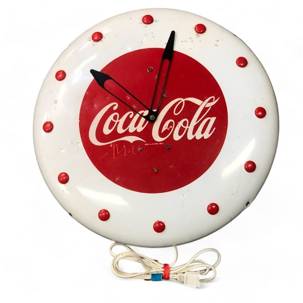 Vintage Metal Coca Cola Button Clock