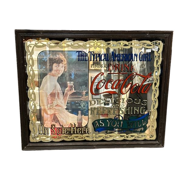 Framed Coca Cola Advertising Mirror " The Typical American Girl"