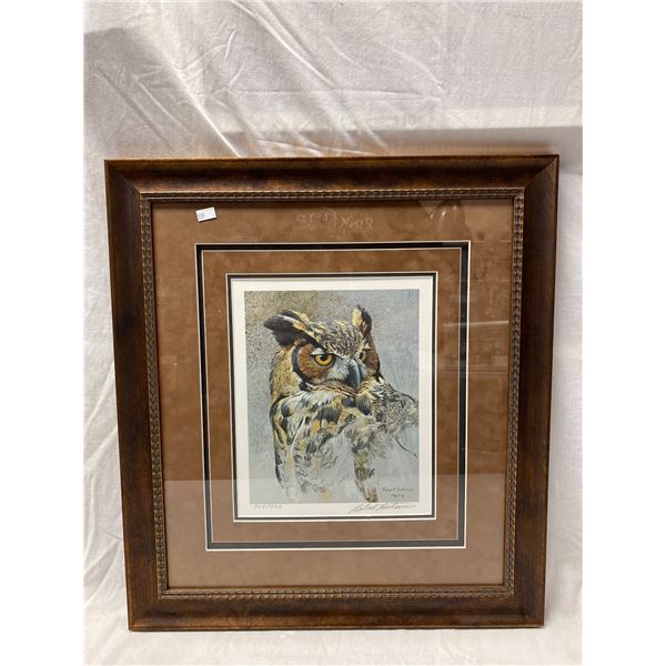 Framed Robert Bateman Print Of Owl #304/950 Signed In Pencil By Robert Bateman