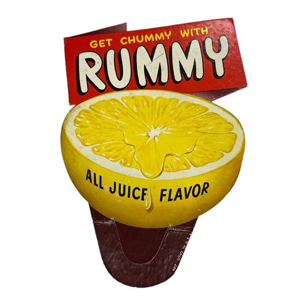 Vintage Cardboard Bottle Topper " Get Chummy With Rummy "