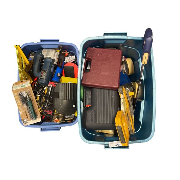 2 Totes Full Of Tools And Equipment,