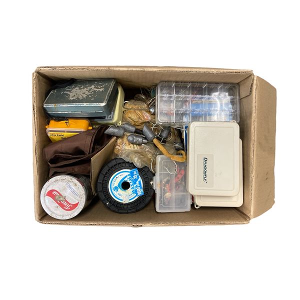 Box Full Of Assorted Fishing Tackle And Equipment