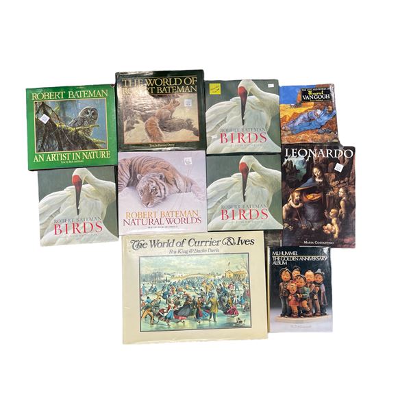 9 Hard Cover Art Books, Robert Bateman, Leonardo, Etc..