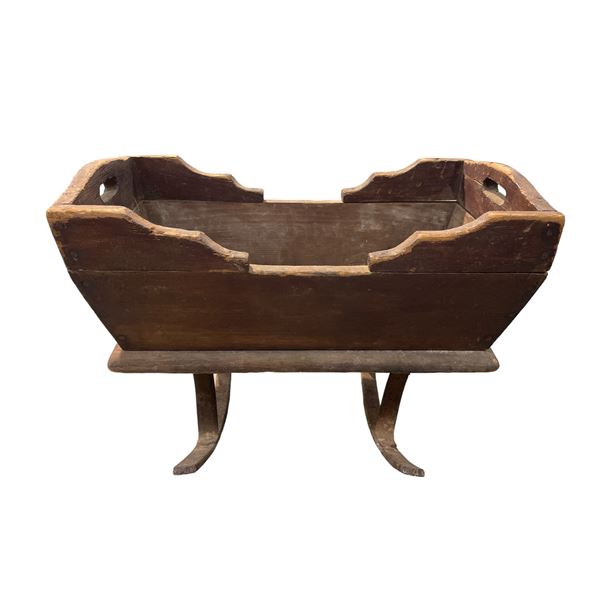 Vintage Wooden Rocking Baby Crib