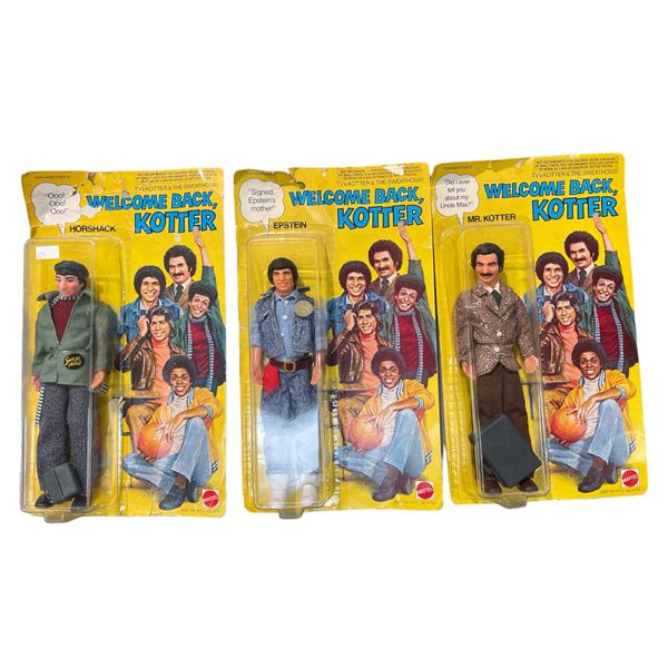 3 Vintage Welcome Back Kotter Figures In Original Blister Pack