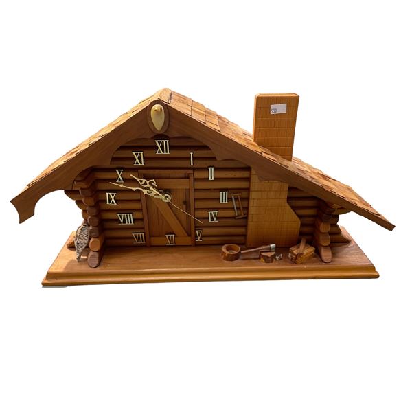 Wooden Log Cabin Clock
