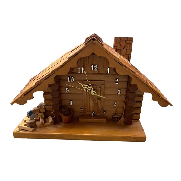 Wooden Log Cabin Clock