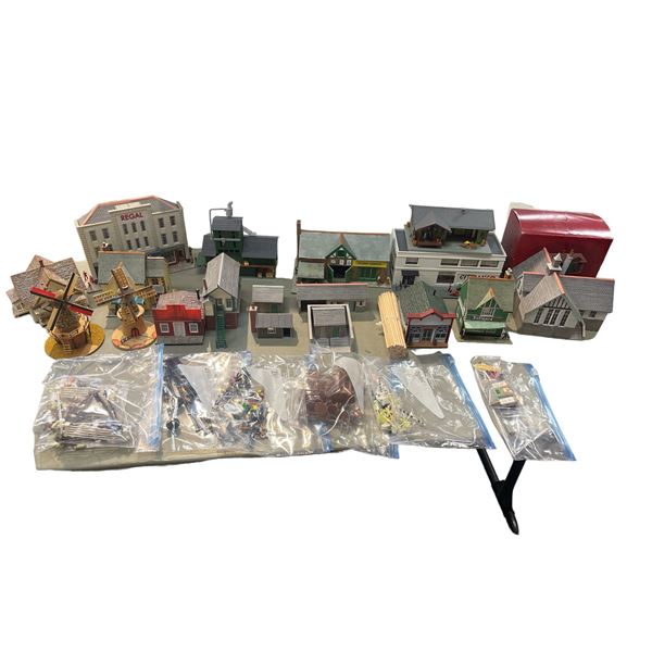 Large Assortment Of Train Diorama Miniatures, Buildings, People, Etc..