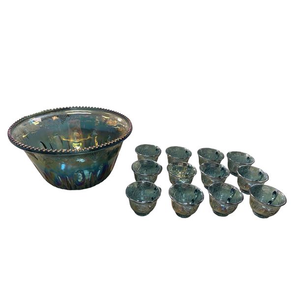 Large Carnival Glass Punch Bowl