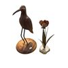 Image 2 : Collectible Birds And Metal Flower Sculpture On Quartz Base