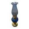 Image 1 : Brass And Blue Glass Oil Lamp