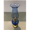 Image 3 : Brass And Blue Glass Oil Lamp