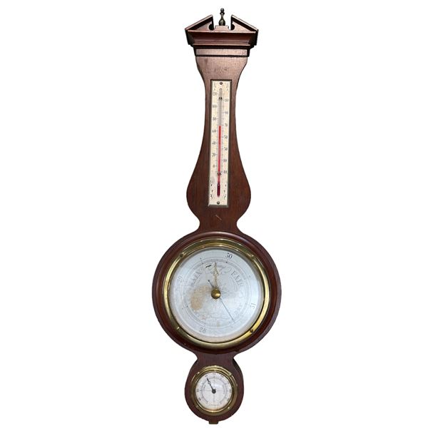 Wooden Barometer Thermometer