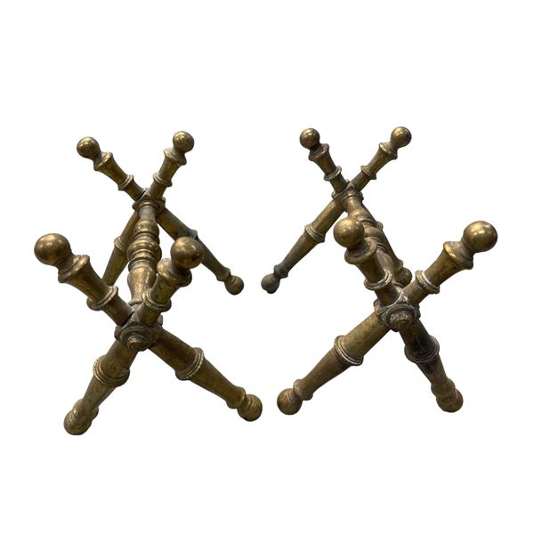 Pair Of Brass Fire Place Tool Rests