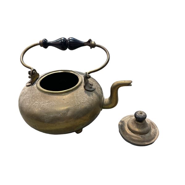 Large Brass Footed Tea Kettle