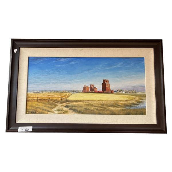 Framed Painting On Canvas Prairie Scene By Dan Reid