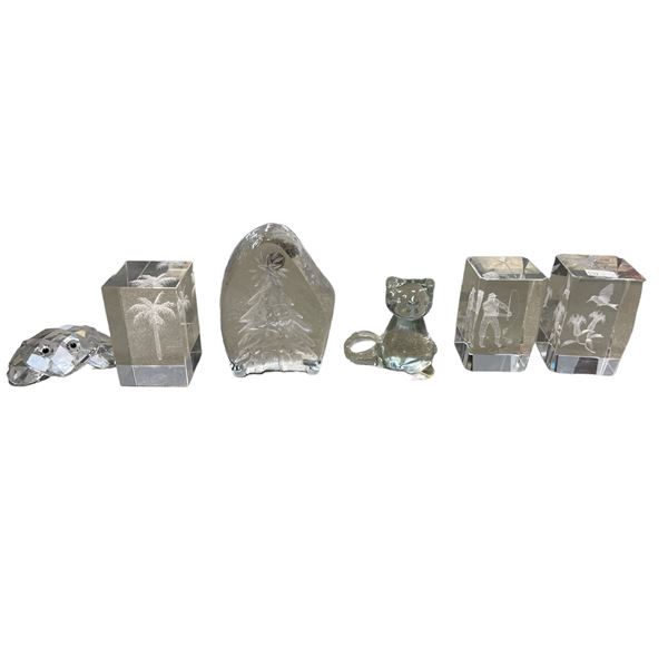 6 Assorted Glass And Crystal Paper Weights