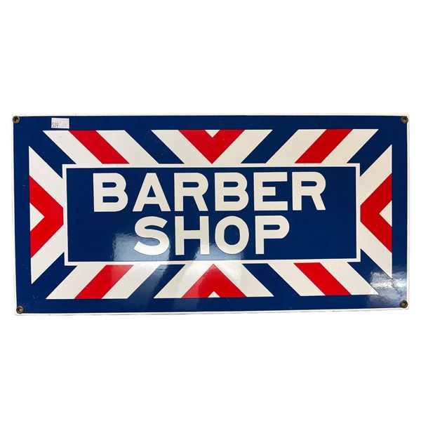 Ande Rooney Porcelain Barbershop Sign
